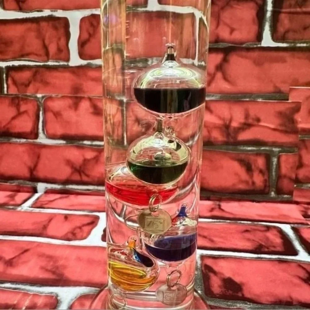 Glass Galileo Thermometer with Colorful Spheres